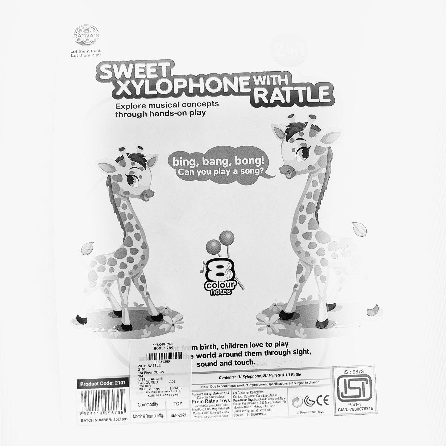 SWEET XYLOPHONE WITH RATTLE 2 IN 1